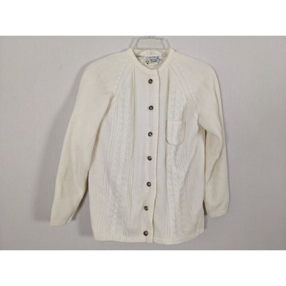 Vintage BANFF‎ Ltd. Acrylic white women Cardigan size 38 M - Picture 1 of 10